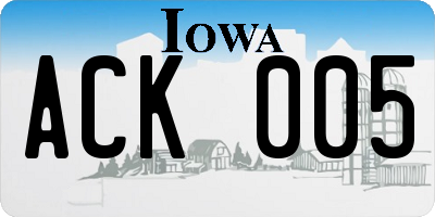 IA license plate ACK005
