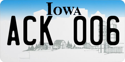IA license plate ACK006