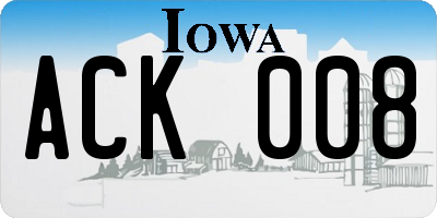 IA license plate ACK008