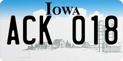 IA license plate ACK018