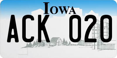 IA license plate ACK020