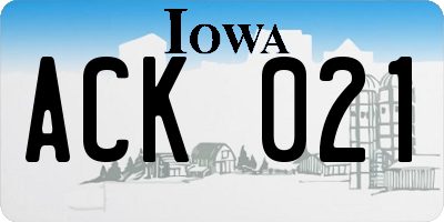 IA license plate ACK021