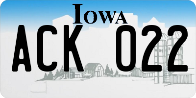 IA license plate ACK022