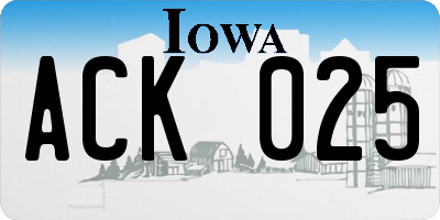 IA license plate ACK025