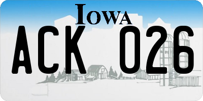 IA license plate ACK026