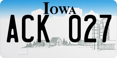 IA license plate ACK027