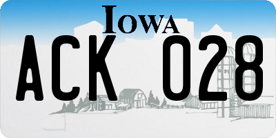 IA license plate ACK028