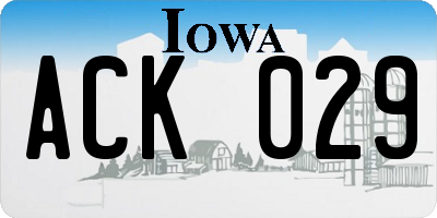 IA license plate ACK029