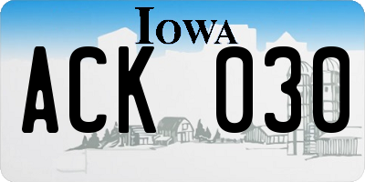 IA license plate ACK030