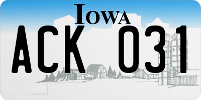 IA license plate ACK031