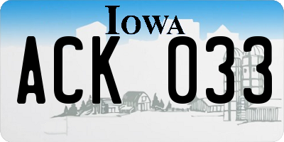 IA license plate ACK033