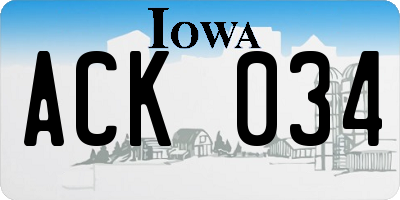 IA license plate ACK034