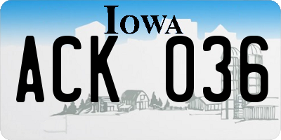 IA license plate ACK036