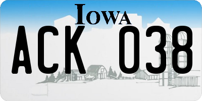 IA license plate ACK038