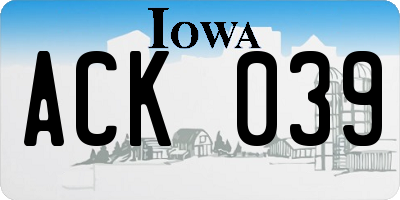 IA license plate ACK039
