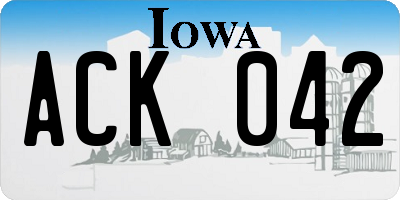 IA license plate ACK042