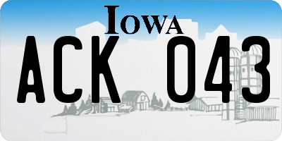 IA license plate ACK043