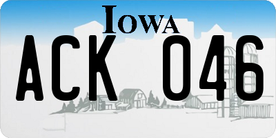IA license plate ACK046