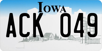 IA license plate ACK049