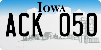 IA license plate ACK050