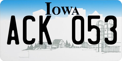 IA license plate ACK053