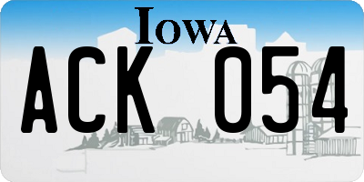 IA license plate ACK054