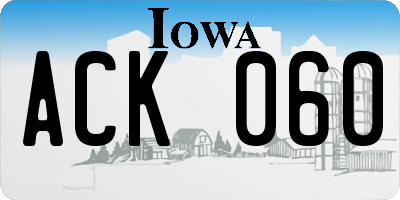 IA license plate ACK060