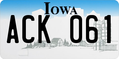 IA license plate ACK061