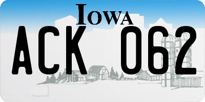 IA license plate ACK062