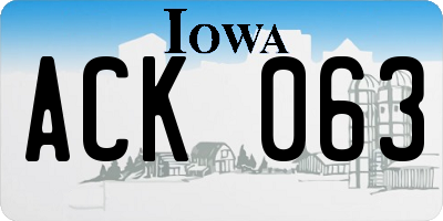 IA license plate ACK063