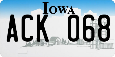 IA license plate ACK068