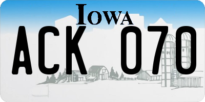 IA license plate ACK070