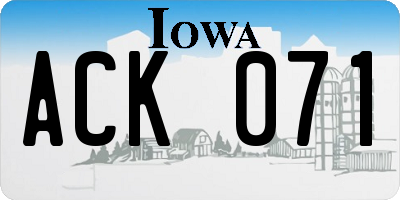 IA license plate ACK071