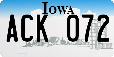 IA license plate ACK072