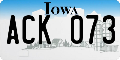 IA license plate ACK073