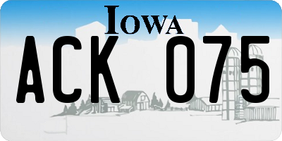 IA license plate ACK075