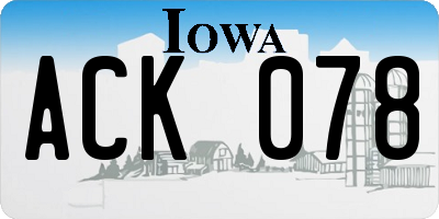 IA license plate ACK078