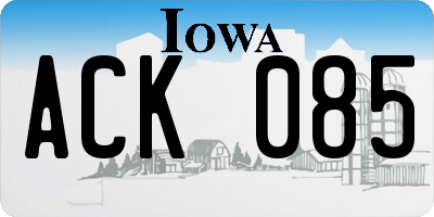 IA license plate ACK085