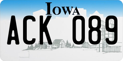IA license plate ACK089