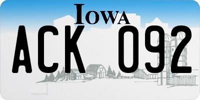 IA license plate ACK092