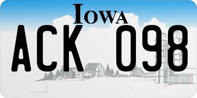 IA license plate ACK098