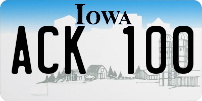 IA license plate ACK100