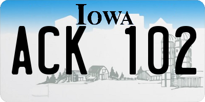 IA license plate ACK102