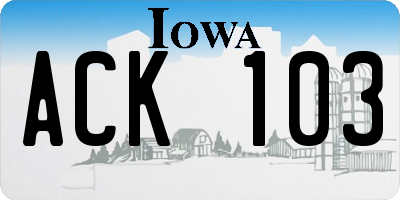 IA license plate ACK103