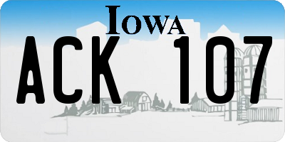 IA license plate ACK107