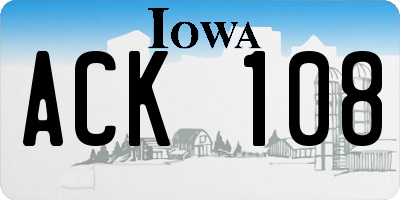 IA license plate ACK108