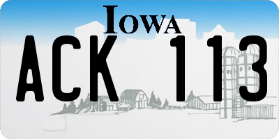IA license plate ACK113