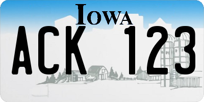 IA license plate ACK123