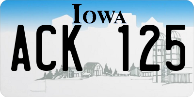 IA license plate ACK125