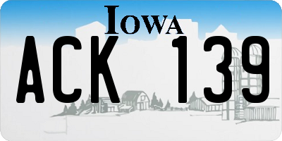 IA license plate ACK139